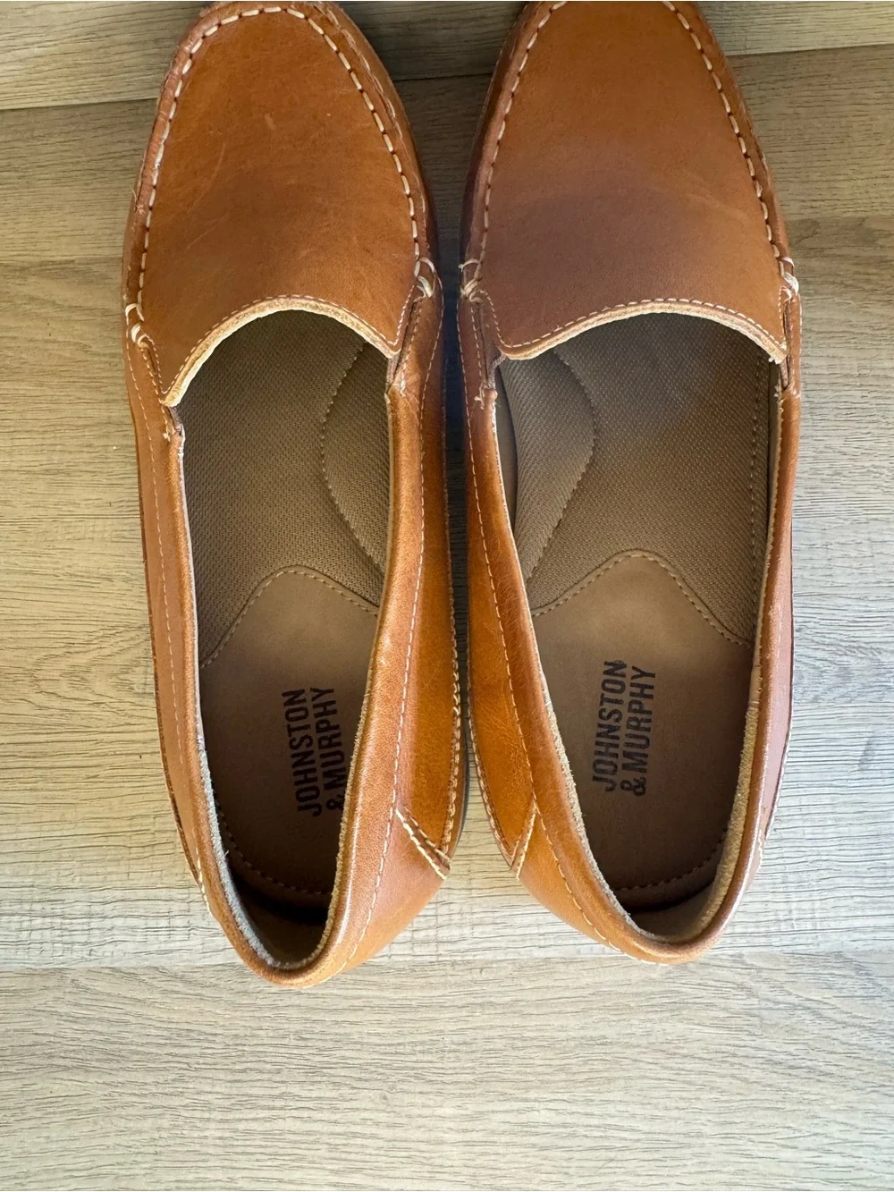 Johnston & Murphy Locklin Tan Full Leather Loafers Shoes Boys 7M